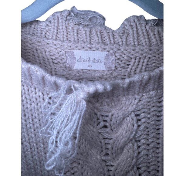 Altar'd State Cable Knit Sweater with Fringe Frayed - Size XS - Picture 3 of 3